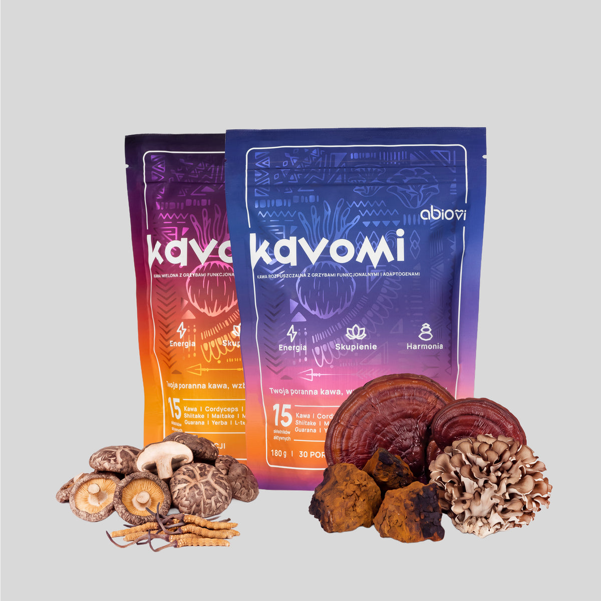 KAVOMI - kawa z grzybami funkcjonalnymi i adaptogenami - 210 g / 180 g